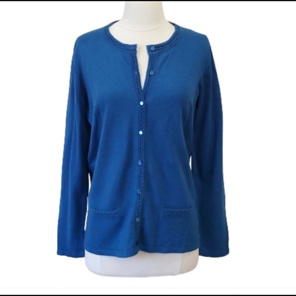 Strand Merino Wool Cardigan Sweater with Beaded Embellishments Medium - Picture 1 of 7